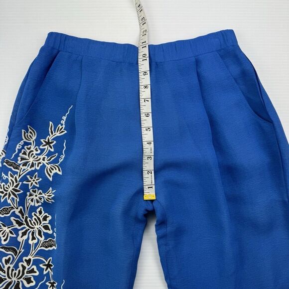 Anthropologie Blue Pants Leifnotes Blooming Perennial Cropped Floral Size 6 - Picture 4 of 12